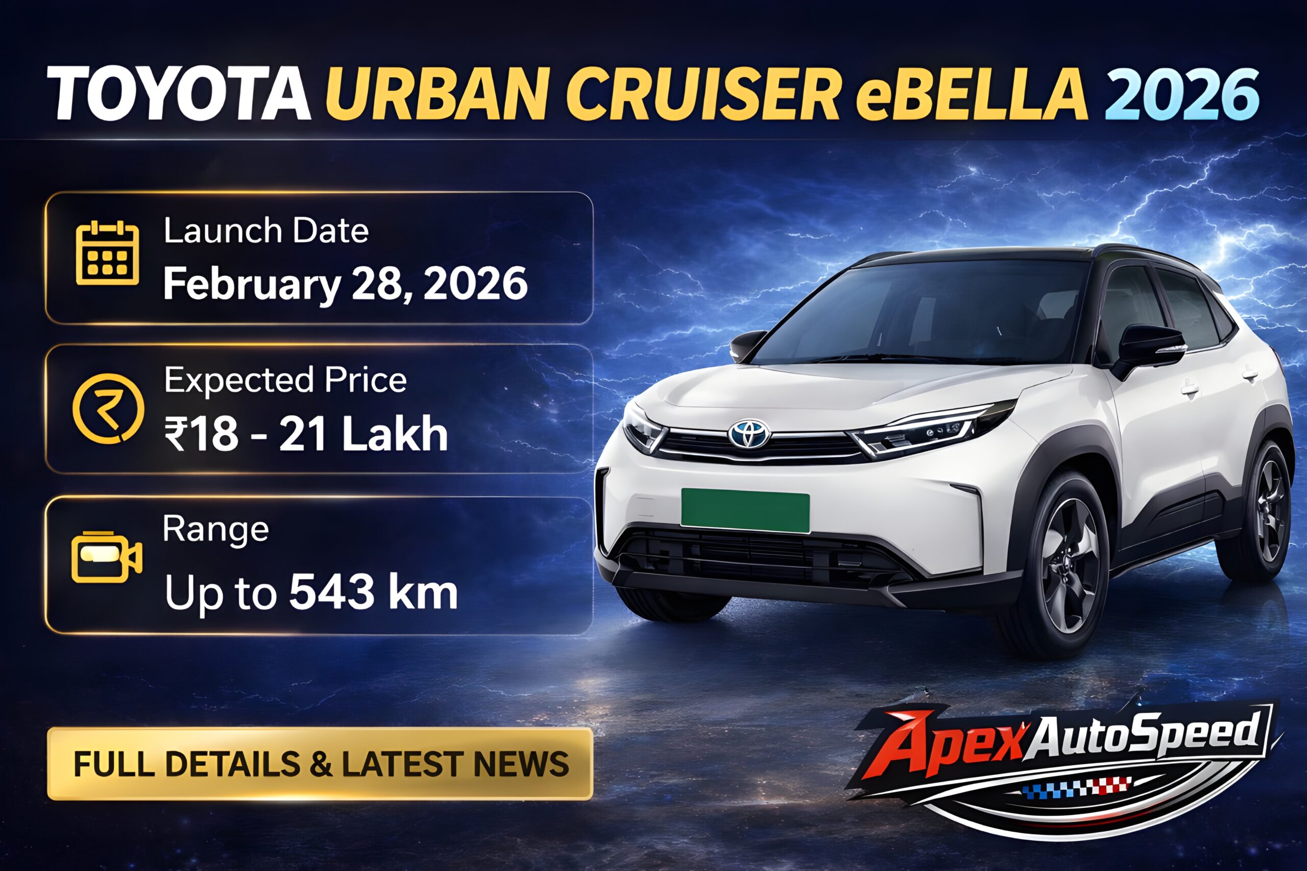 Toyota Urban Cruiser EBELLA 2026: Price, Launch, Range and Full Details.